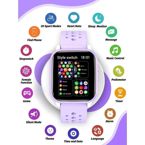 Kids Modern  Mode 20 Sports Modes 5 Games Pedometer Smart Watch Oval Shape - Picture 2 of 15